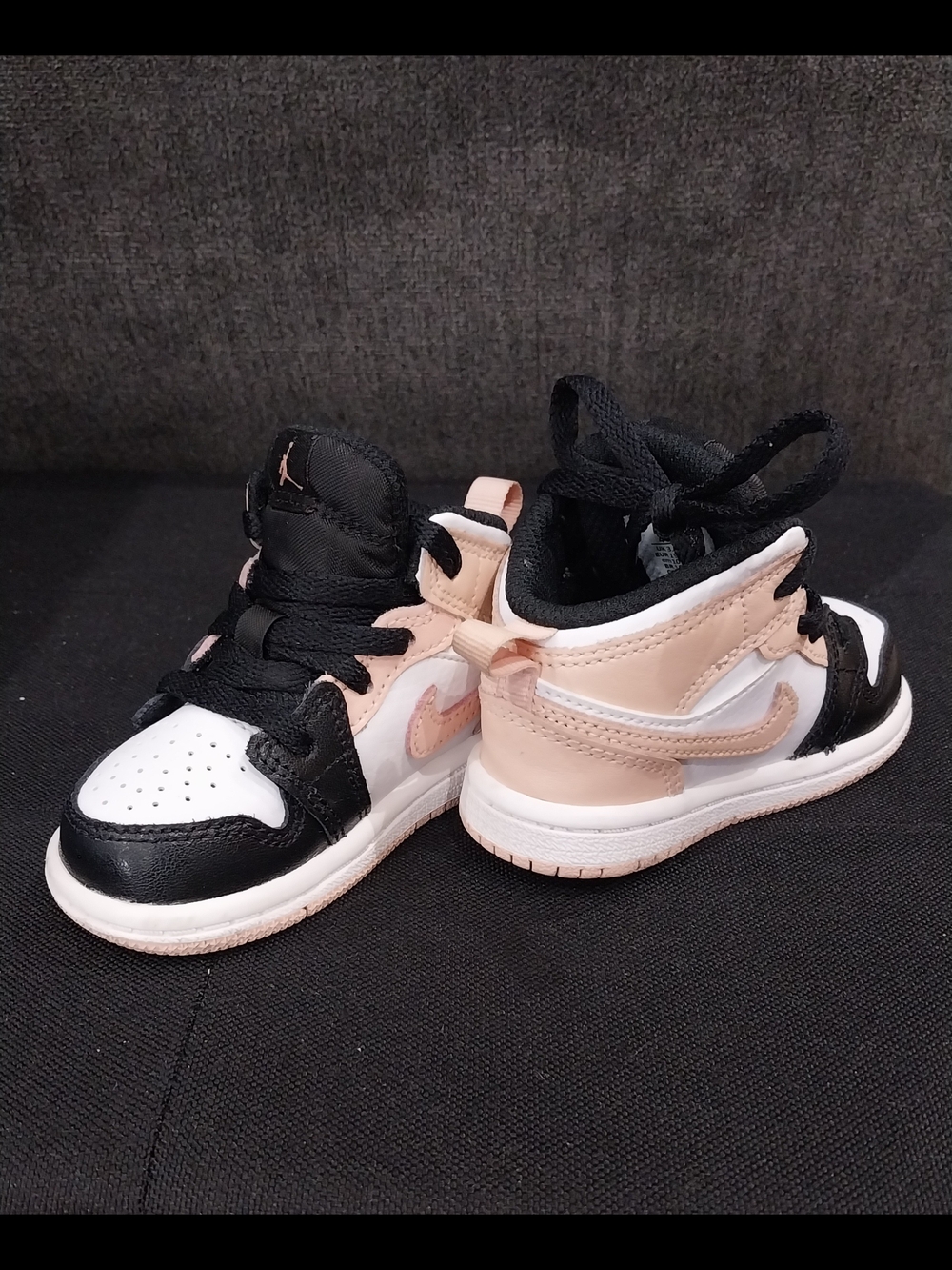 Nike Jordan 1 Mid Sneakers - Black, White & Bleached Coral 4c